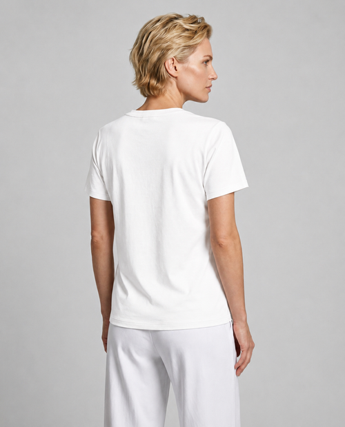 Camiseta blanca con cuello en V y manga corta de algodón orgánico/seda - MAJESTIC FILATURES