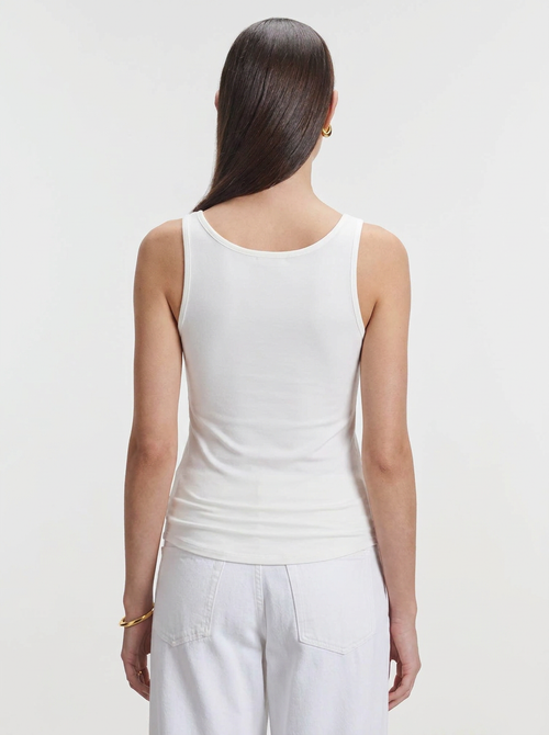 Ärmelloses Tanktop mit U-Ausschnitt aus Viskose/Elasthan in Weiß - MAJESTIC FILATURES
