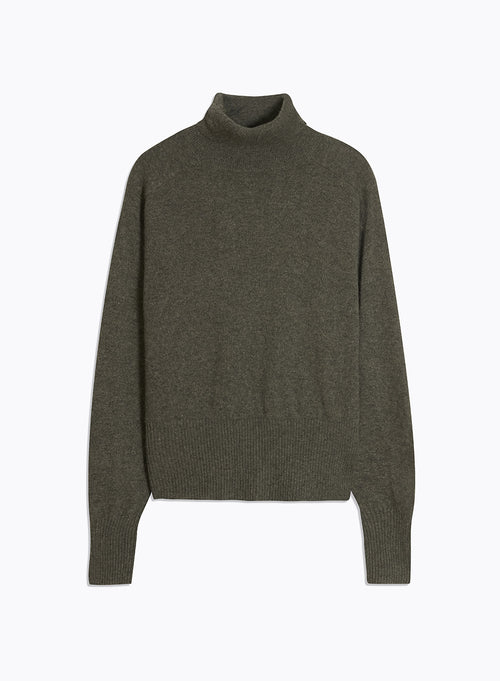 Suéter de cuello alto verde manga larga MUJER Majestic Filatures