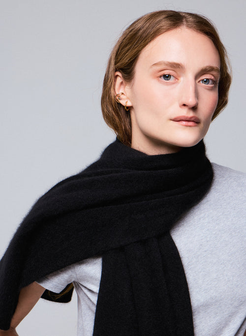 Bufanda negra de lana de raccon / poliamida - MAJESTIC FILATURES