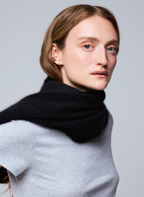 Bufanda negra de lana de raccon / poliamida - MAJESTIC FILATURES