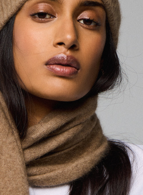 Bufanda beige en lana Raccon / Poliamida - MAJESTIC FILATURES