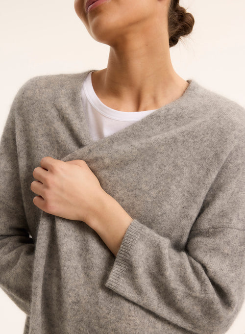 Long-sleeved grey cardigan - MAJESTIC FILATURES