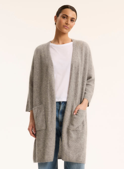 Long-sleeved grey cardigan - MAJESTIC FILATURES