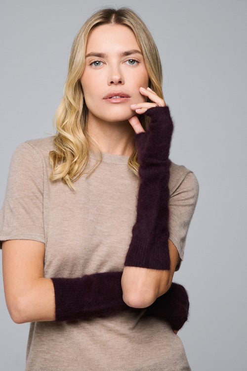 Mitaines Aubergine en Raccoon / Polyamide - MAJESTIC FILATURES