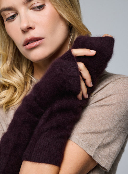 Mitaines Aubergine en Raccoon / Polyamide - MAJESTIC FILATURES