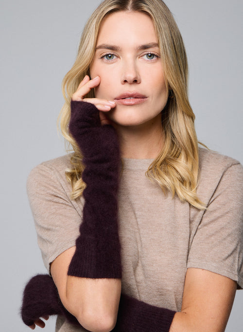 Mitaines Aubergine en Raccoon / Polyamide - MAJESTIC FILATURES