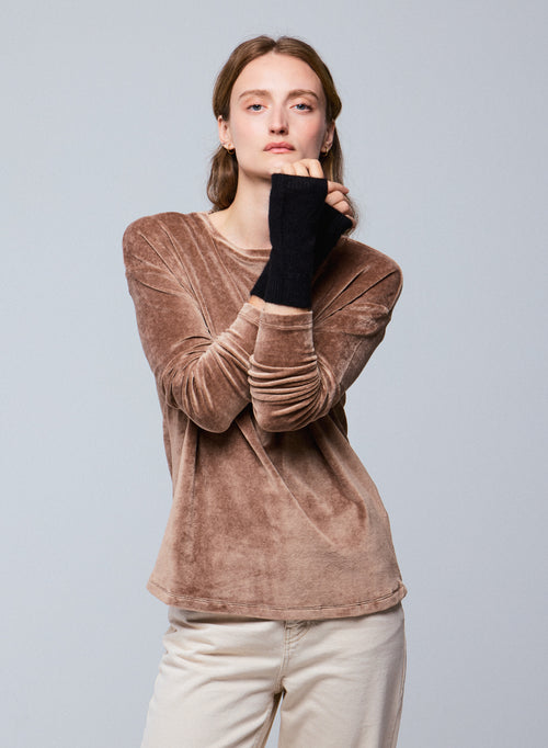 Manoplas negras de lana Raccon / Poliamida - MAJESTIC FILATURES