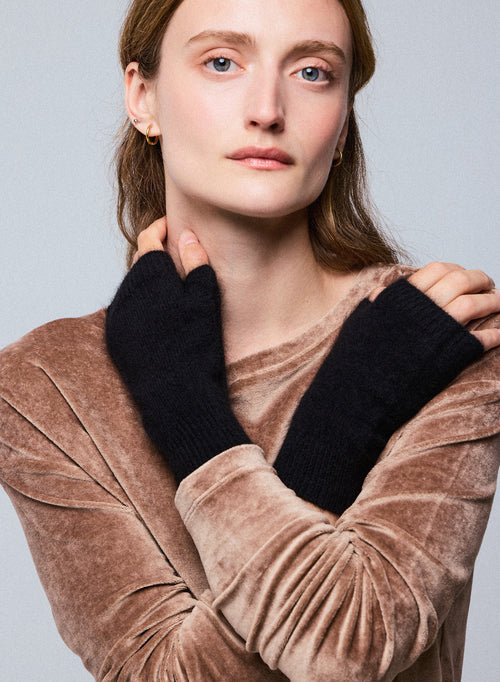 Mittaines Noires en Raccon wool / Polyamide - MAJESTIC FILATURES