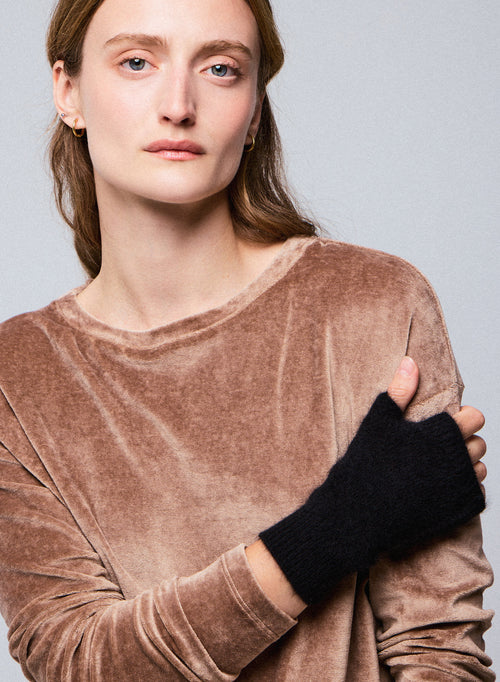 Manoplas negras de lana Raccon / Poliamida - MAJESTIC FILATURES