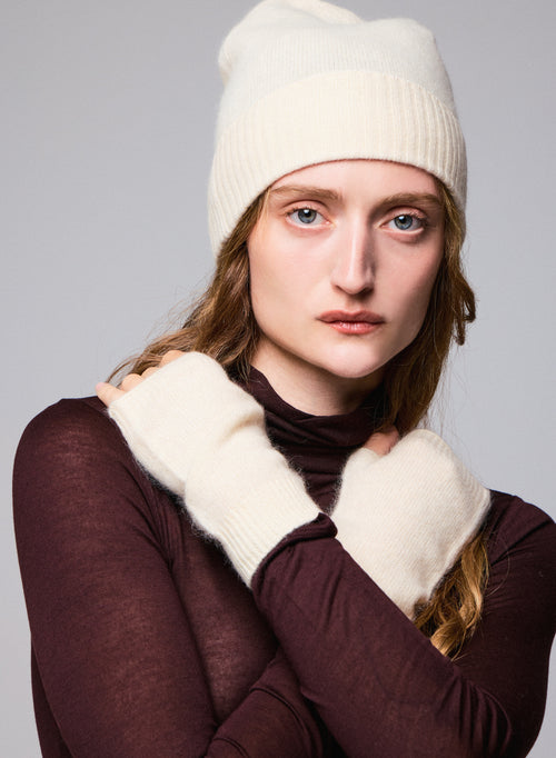 Mittaines Blanches en Raccon wool / Polyamide - MAJESTIC FILATURES