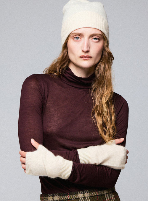 Mittaines Blanches en Raccon wool / Polyamide - MAJESTIC FILATURES