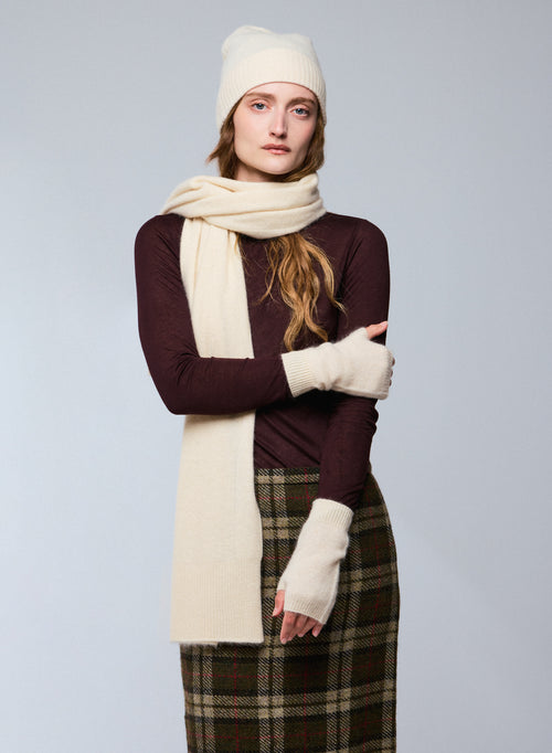 Mittaines Blanches en Raccon wool / Polyamide - MAJESTIC FILATURES