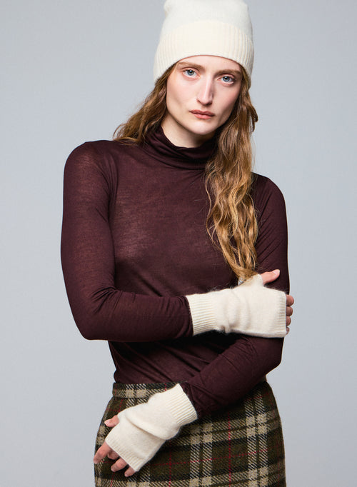 Weiße Fäustlinge aus Raccon-Wolle / Polyamid - MAJESTIC FILATURES