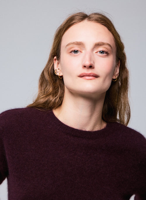 Suéter de manga larga con cuello redondo morado en lana de raccon / poliamida - MAJESTIC FILATURES