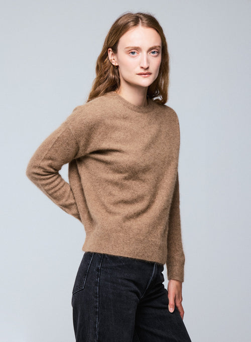 Pull Bison Col Rond Manches Longues en Raccoon / Polyamide - MAJESTIC FILATURES