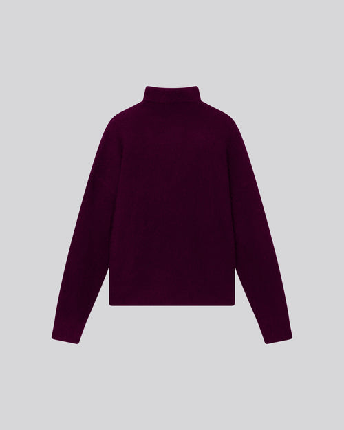 Purple Turtleneck Long Sleeve Sweater in Raccon wool / Polyamide - MAJESTIC FILATURES