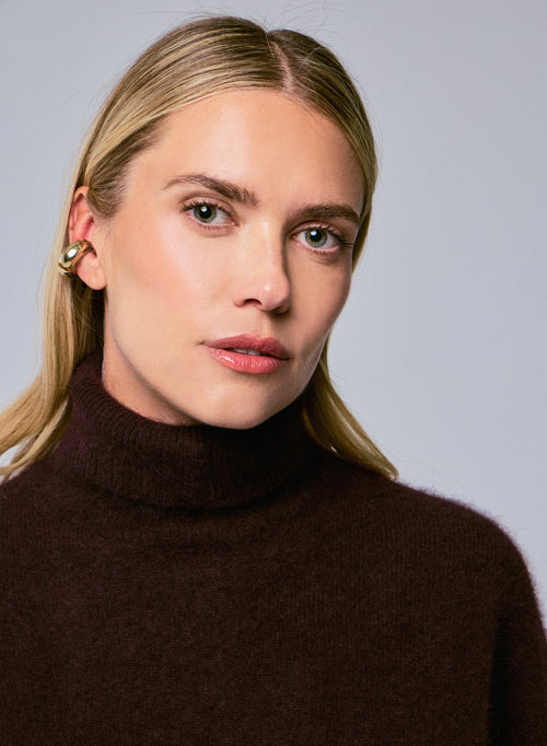 Purple Turtleneck Long Sleeve Sweater in Raccon wool / Polyamide - MAJESTIC FILATURES