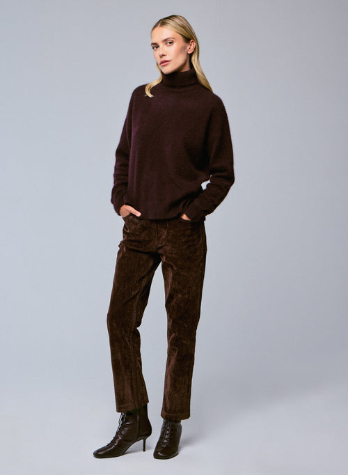 Purple Turtleneck Long Sleeve Sweater in Raccon wool / Polyamide - MAJESTIC FILATURES