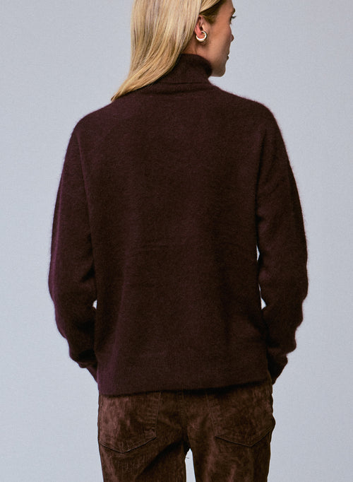 Purple Turtleneck Long Sleeve Sweater in Raccon wool / Polyamide - MAJESTIC FILATURES