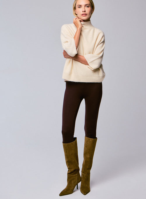 Pull Blanc Col Roulé Manches Kimono en Raccoon / Polyamide - MAJESTIC FILATURES