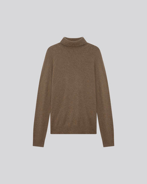Beige Turtleneck Sweater Long Sleeves in Raccon wool / Polyamide - MAJESTIC FILATURES