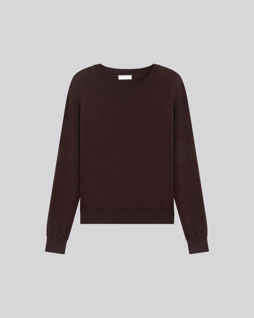 Suéter de manga larga con cuello redondo morado en algodón orgánico / elastano - MAJESTIC FILATURES