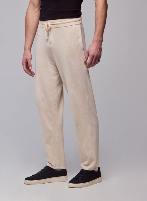 Beige Organic Cotton / Elastane Pants - MAJESTIC FILATURES