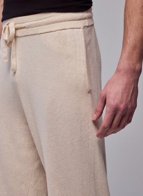 Beige Organic Cotton / Elastane Pants - MAJESTIC FILATURES