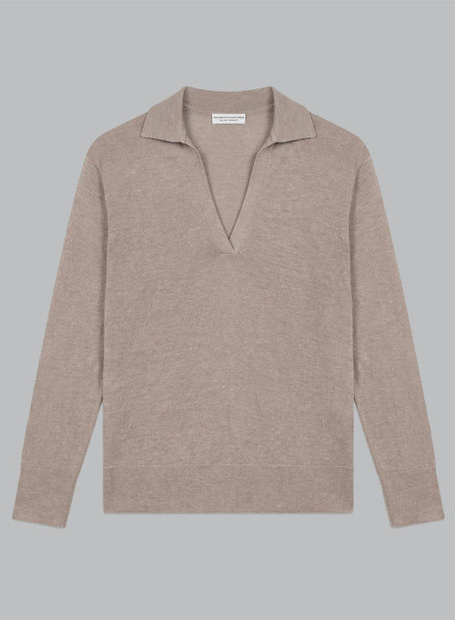 Desert Polo Three-quarter Sleeves in Linen - MAJESTIC FILATURES