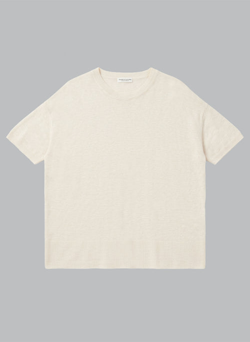 Pull Cream Col Rond Manches Courtes en Lin - MAJESTIC FILATURES
