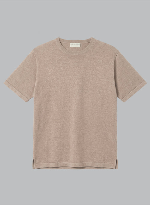 Pull Désert Col Rond Manches Courtes en Lin - MAJESTIC FILATURES