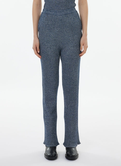 Pantalon Bleu en Viscose / Fibre irisée - MAJESTIC FILATURES