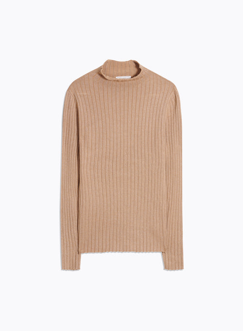 Bronze High Neck Long Sleeve Sweater - MAJESTIC FILATURES