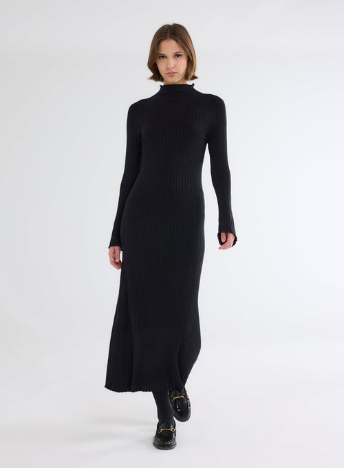 Long Black Dress Long Sleeves - MAJESTIC FILATURES