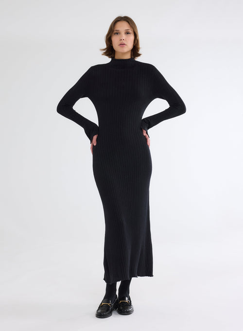 Long Black Dress Long Sleeves - MAJESTIC FILATURES