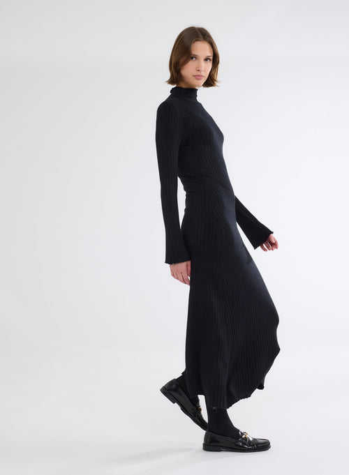 Long Black Dress Long Sleeves - MAJESTIC FILATURES