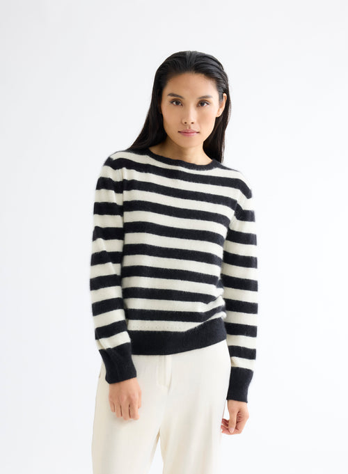 Black Boat Neck Long Sleeve Sweater - MAJESTIC FILATURES