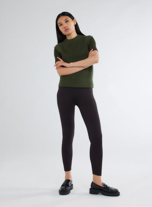 Green Round Neck Sleeveless Sweater - MAJESTIC FILATURES