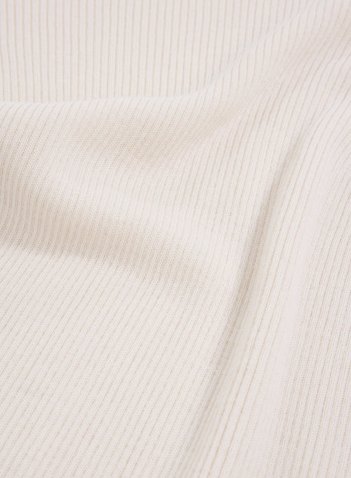 White Crew Neck Elbow Sleeve Sweater - MAJESTIC FILATURES