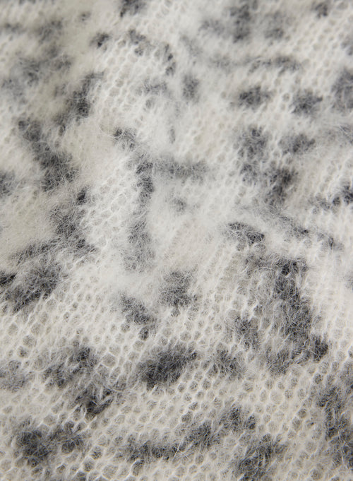 White and Black Mohair and Merino Wool Long Sleeve Roll Neck Sweater - MAJESTIC FILATURES