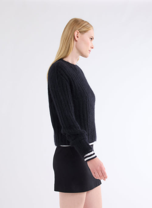 Black turtleneck long sleeve sweater - MAJESTIC FILATURES