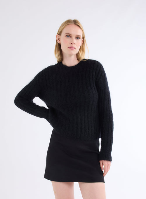 Black turtleneck long sleeve sweater - MAJESTIC FILATURES