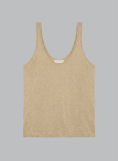 Débardeur Doré Col V Sans Manches en Acetate / Fibre métallisée / Polyamide - MAJESTIC FILATURES