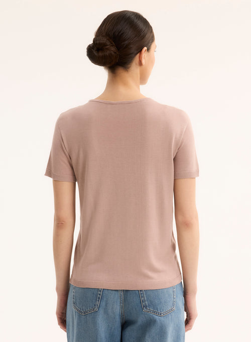 Pull Rose Col Rond Sans Manches - MAJESTIC FILATURES