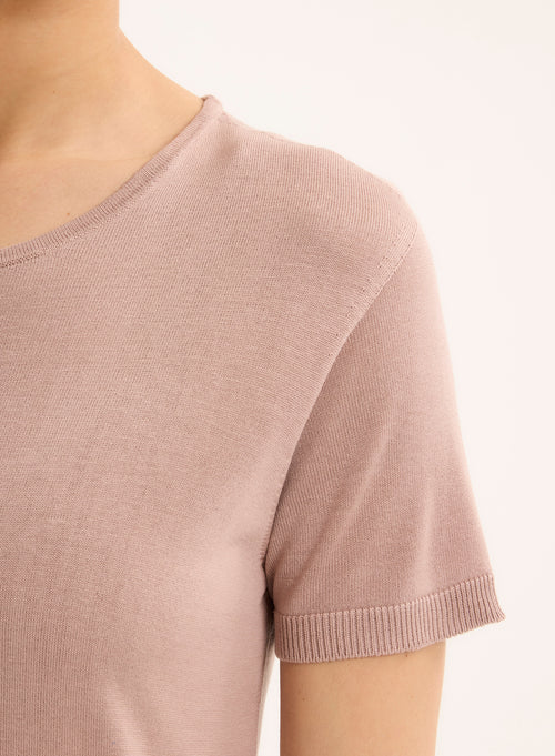 Pull Rose Col Rond Sans Manches - MAJESTIC FILATURES