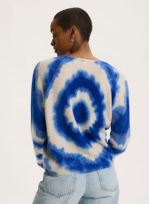 Pull Bleu Col Rond Manches Longues - MAJESTIC FILATURES