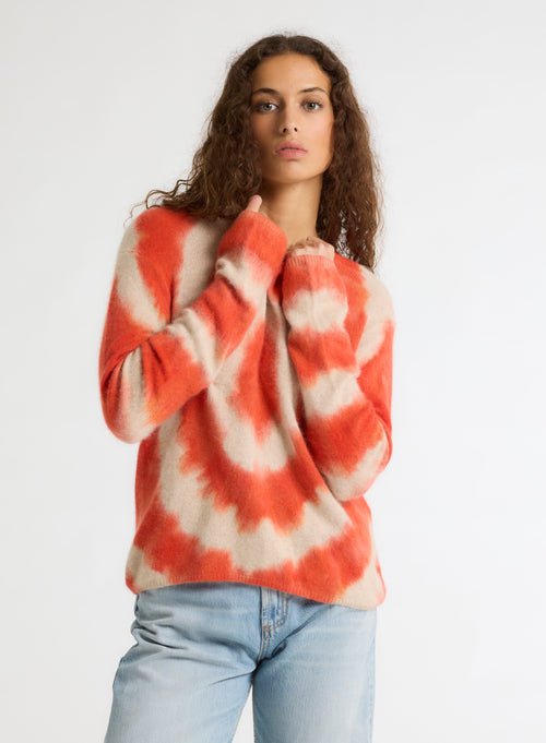 Pull orange Col Rond Manches Longues - MAJESTIC FILATURES