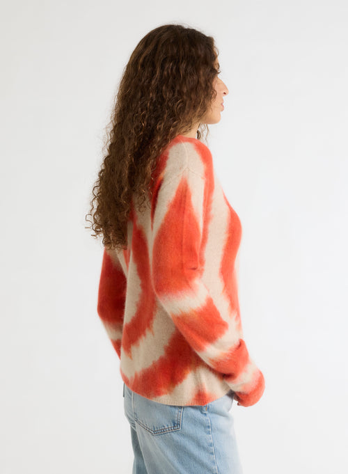 Pull orange Col Rond Manches Longues - MAJESTIC FILATURES