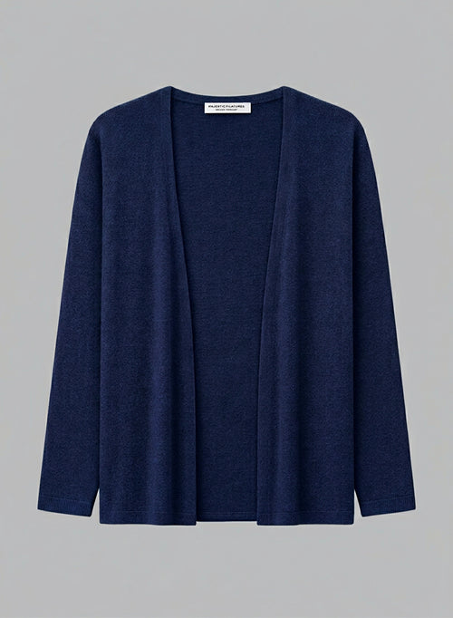 Gilet Marine Col V Manches Longues en Cachemire - MAJESTIC FILATURES